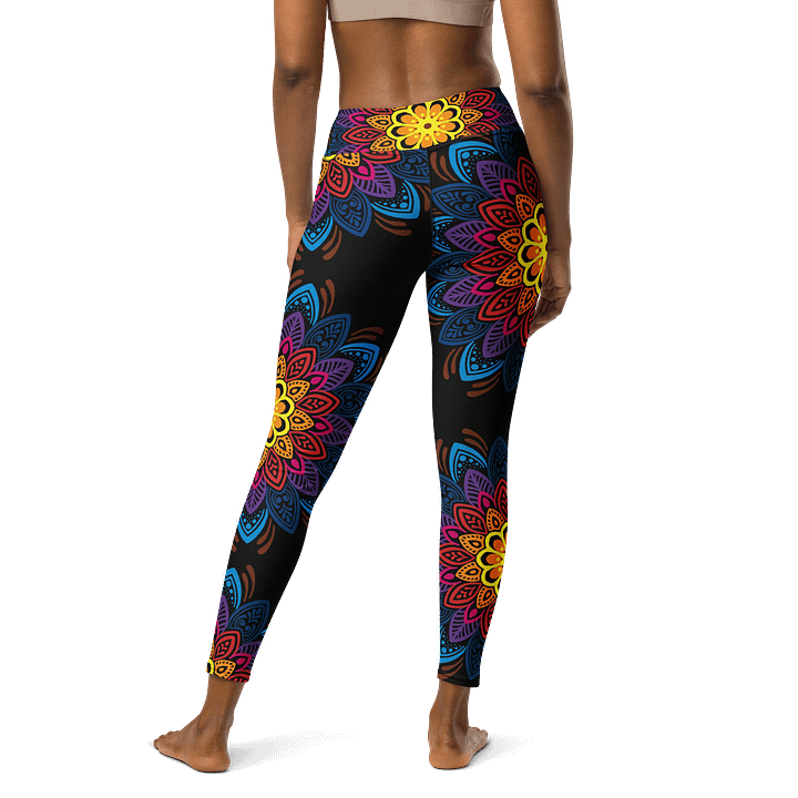 Mandala Burst High-Waist Yoga Leggings - Vibrant Floral Artistry product image (2)