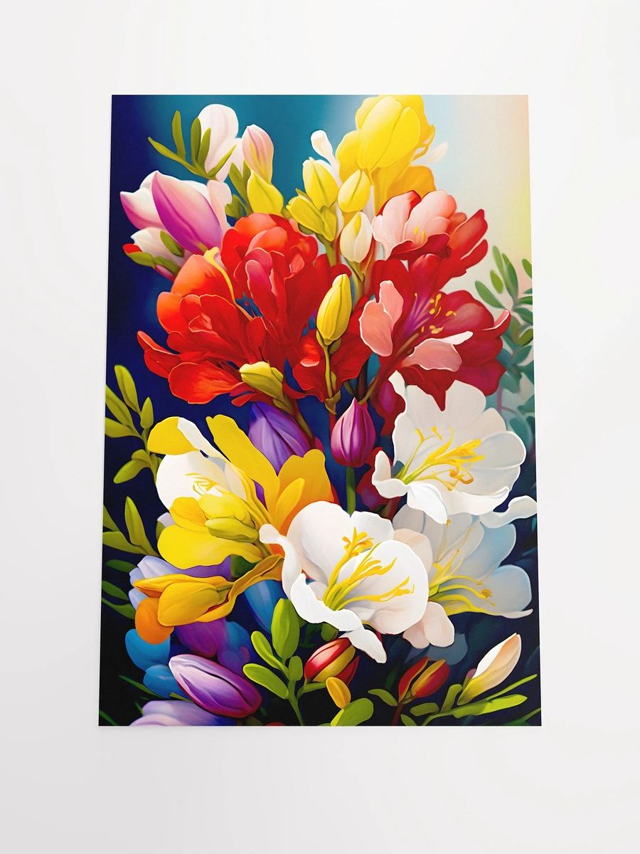 Red Yellow and Purple Freesias Colorful Freesia Flowers Matte Poster product image (3)