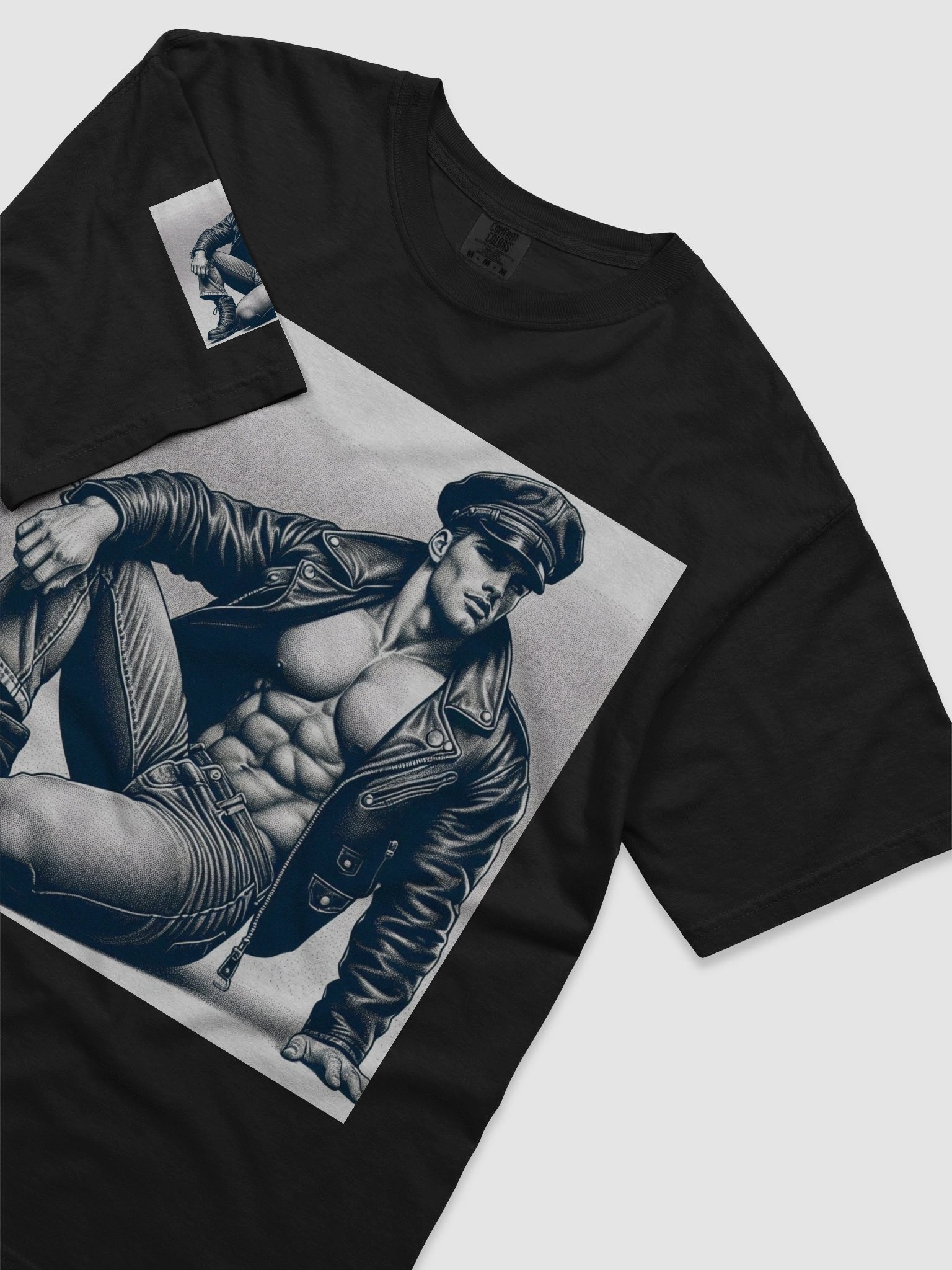 Pointillism 1940 Cool Trouble Tom of Finland Tribute Leather Bikers Pride Graphic Design T Shirt product image (5)