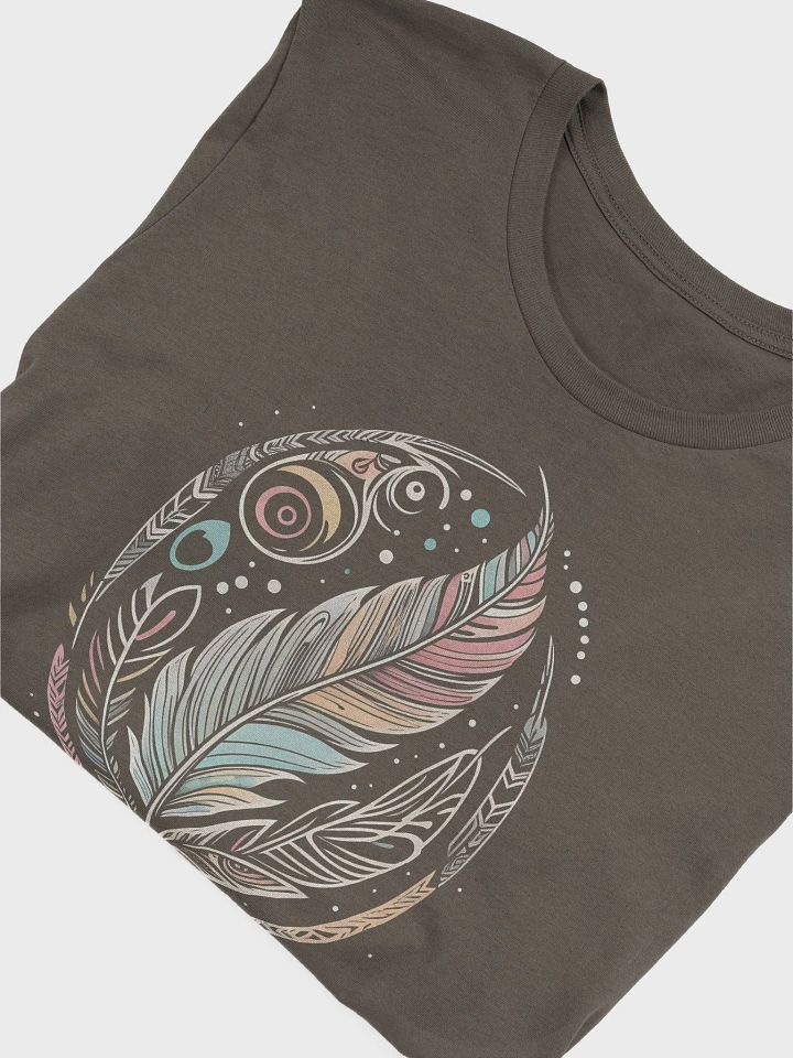 Boho Feather T-Shirt, Artistic Tribal Feathers Tee, Nature-Inspired Graphic Shirt, Bohemian Hippie Gift, Earthy Aesthetic T-shirt product image (6)