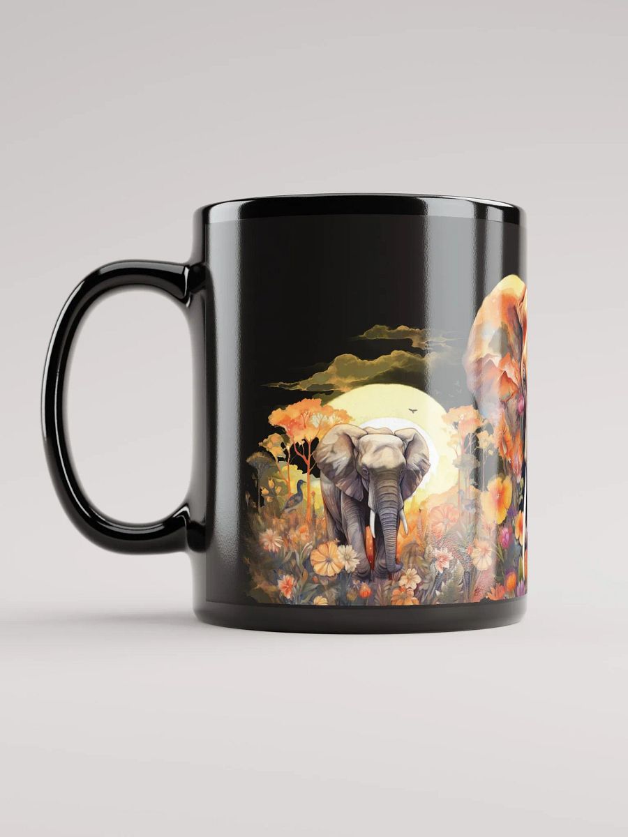 Sunset Elephants Black Glossy Mug product image (6)
