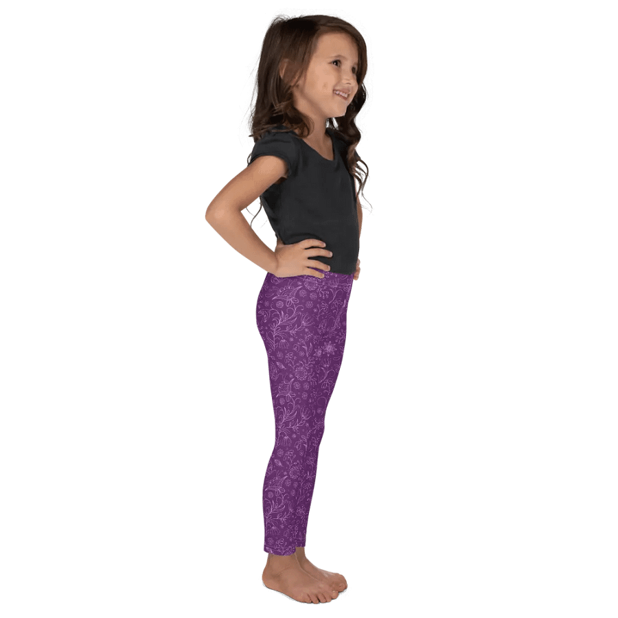 Dark Purple Floral Kid's and Toddler's Leggings product image (3)