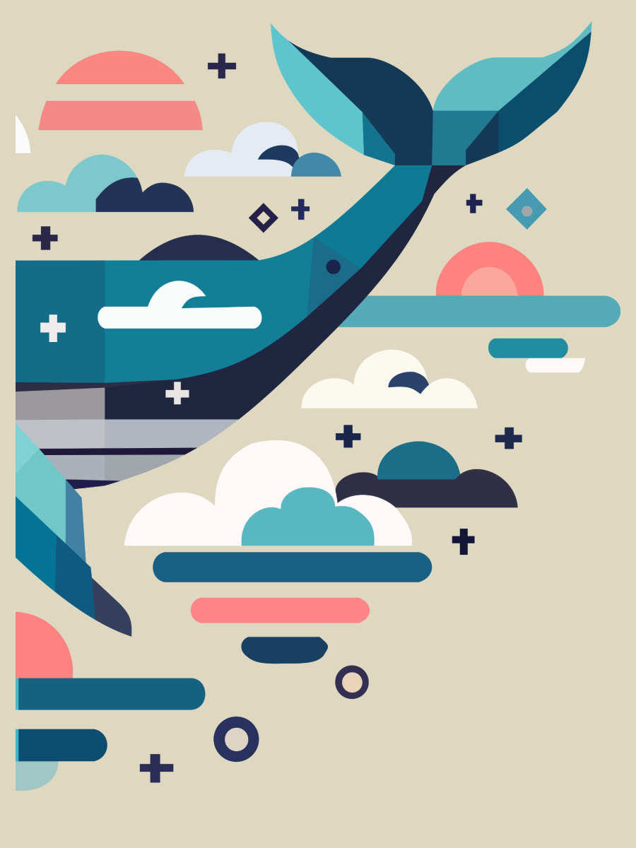 Free Geometric Whale PNG Art - Transparent Background, Low Poly Ocean Animal Illustration product image (2)