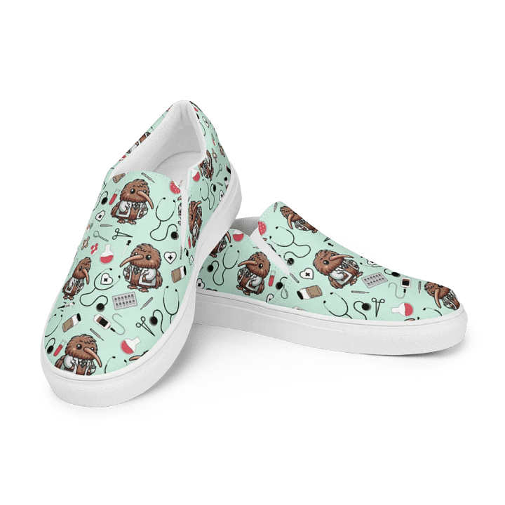 Cute Medical Kiwi Slip-On Canvas Shoes (Green) product image (1)