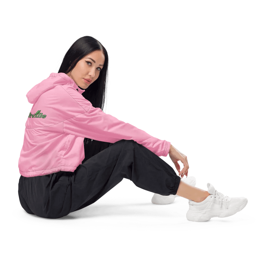 Sloth Serenity Cropped Cotton Candy Pink Windbreaker product image (10)