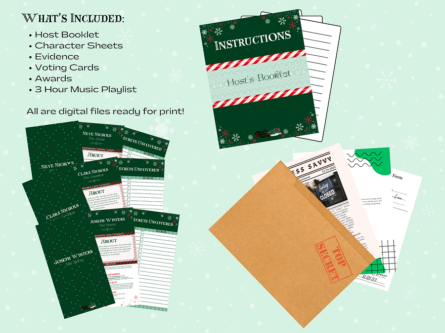 A Merry Murder Mystery - A Christmas Holiday Themed Murder Mystery - 10-20 Player Base Game product image (2)