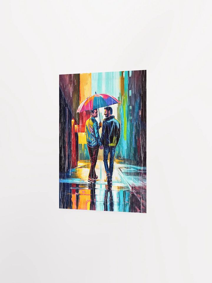 Gay Couple In The Rain – Colorful Two Hearts Matte Poster product image (13)