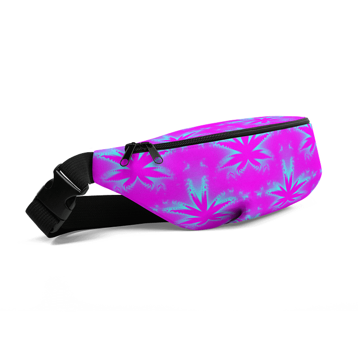 Cannabis Leaf 420 Fanny Pack, Weed Pattern Pink Blue Bag, Stoner Fashion Accessory product image (2)