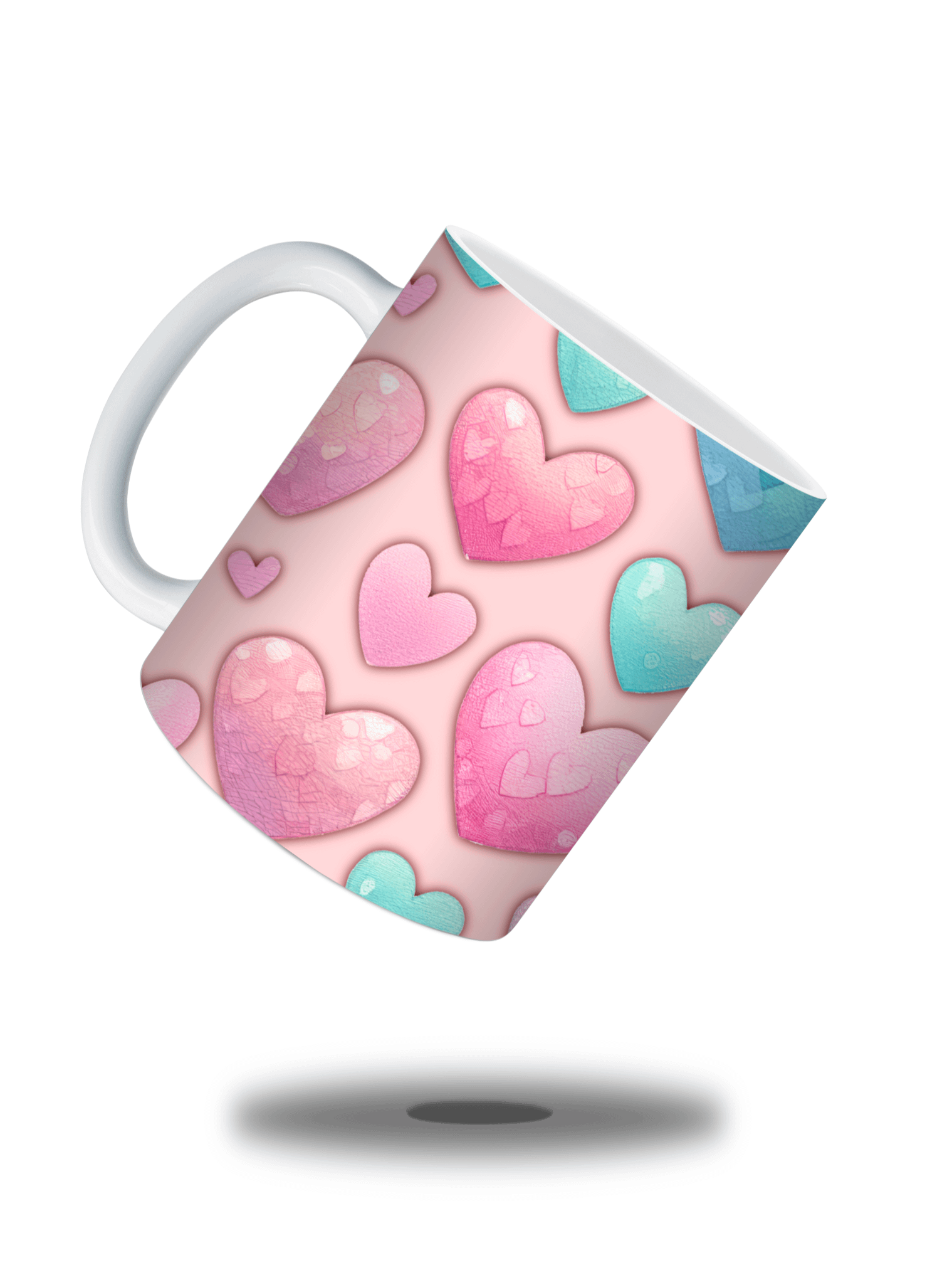(Pink) Colorful Hearts 11oz Coffee Mug – Cute and Romantic Love-Themed Ceramic Cup – Perfect for Valentine's Day, Anniversaries, or Daily Use product image (2)