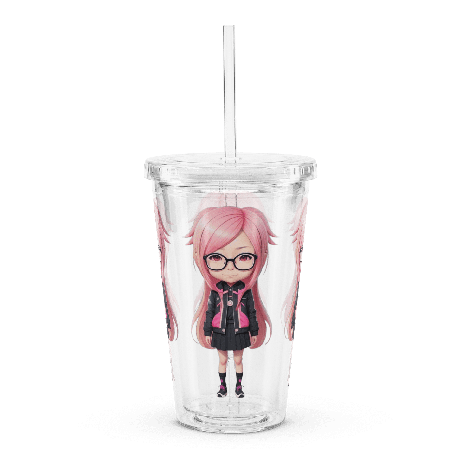 (PINK CHIBI) K Clear Plastic Tumbler product image (1)