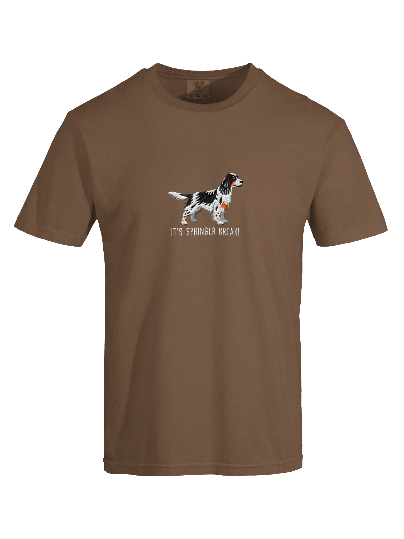 Short Attention Spaniel T-Shirt(Embroidered) of a Springer Spaniel(Tricolor) product image (17)