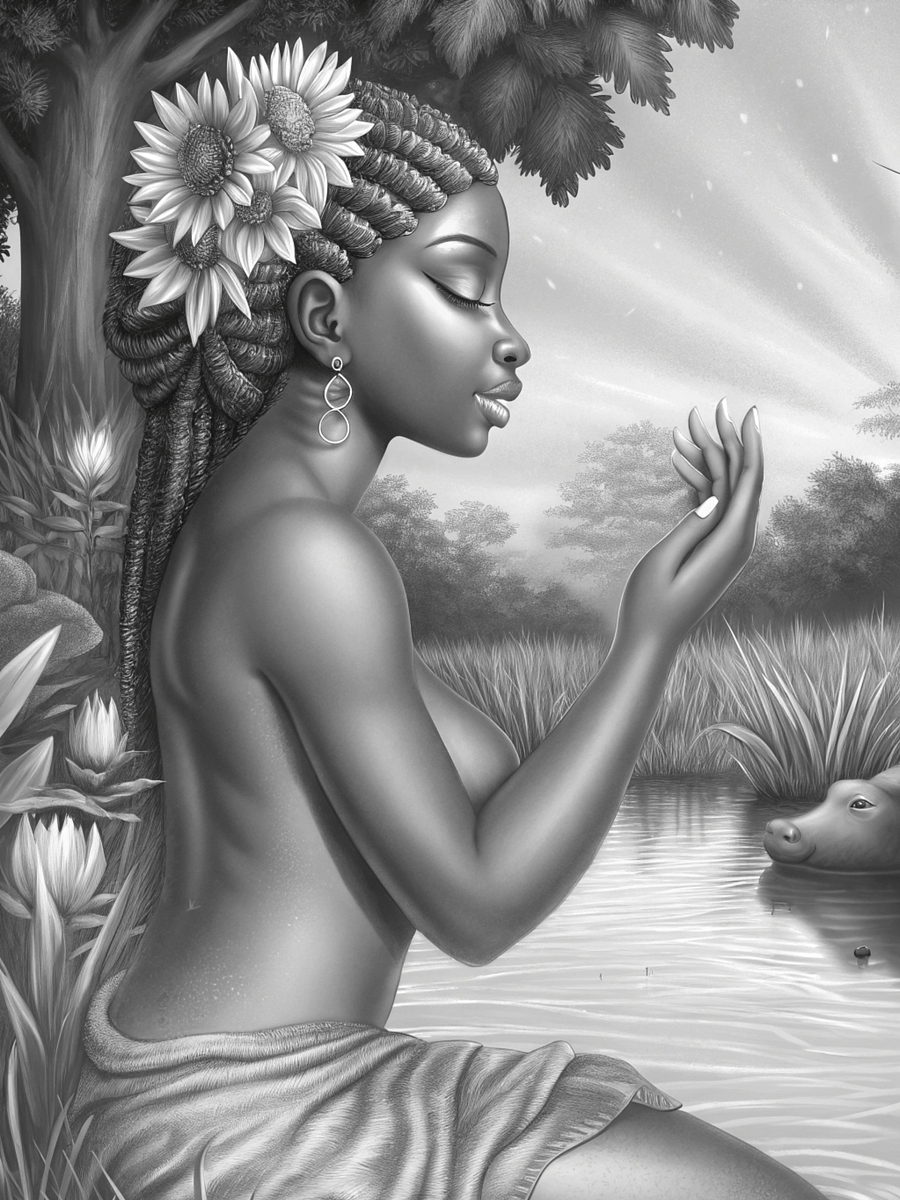 Grace and Strength The Beauty of African Women in Art -Nature Goddess ( Coloring E-book) product image (6)