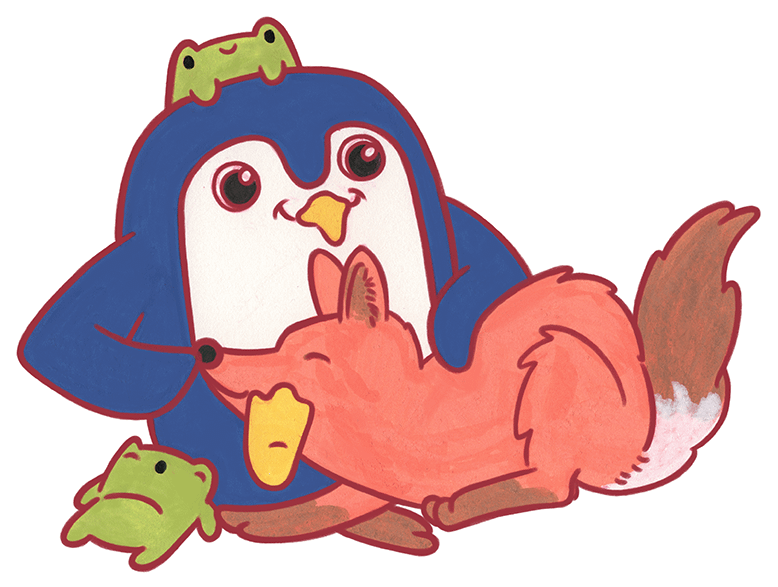 sticker : peguin, fox & frogs (dono) product image (1)