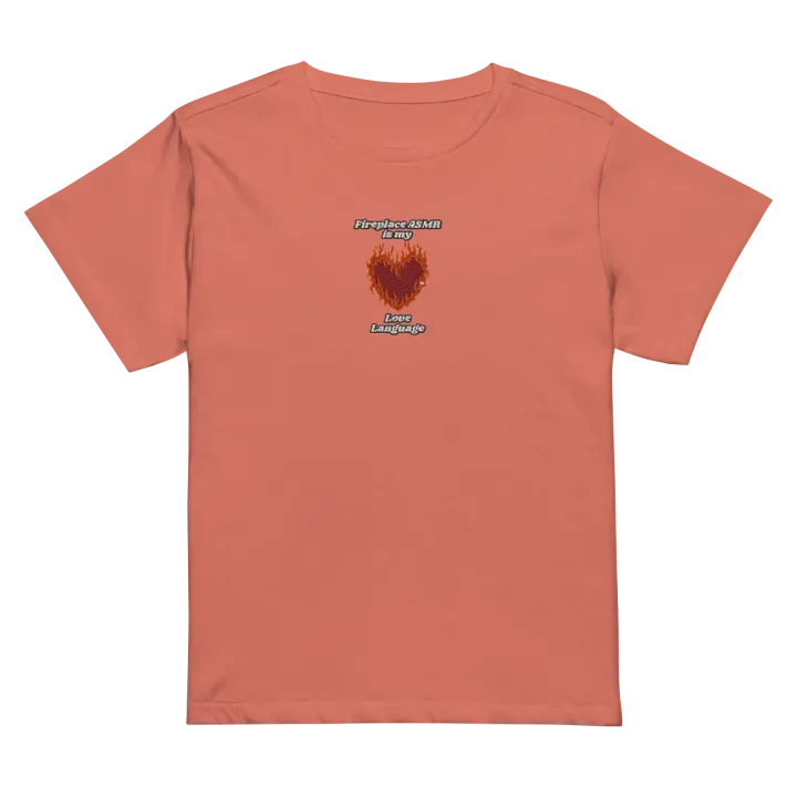 Flaming Heart - Fireplace ASMR is my Love Language | Embroidered High Waisted Tee product image (1)