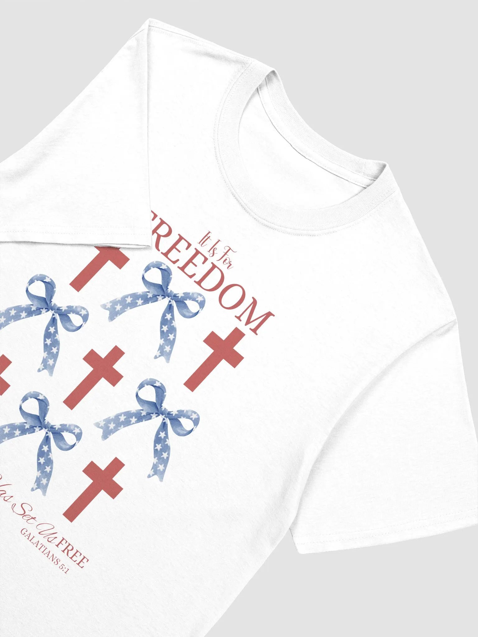 4TH Of July Bow Cross Patriotic White T-Shirt product image (2)