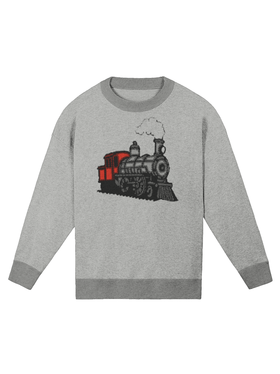 Steam Train Jacquard Sweater – Relaxed Knit Pullover with Vintage Locomotive Design product image (4)