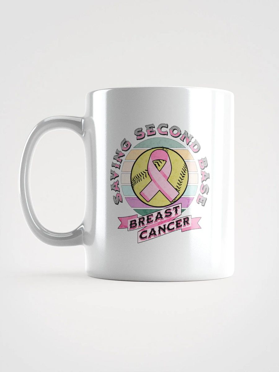 Saving Second Base Breast Cancer Softball Retro Awareness Mug product image (1)