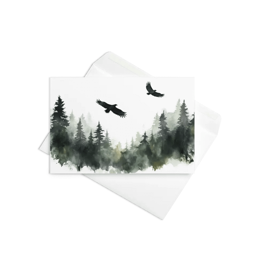 All-Occasion Greeting Card: Hovering Crows Over Spruce Forest product image (9)