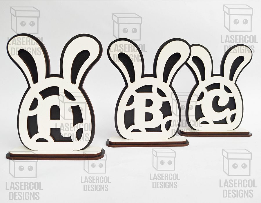 Easter Bunny Monogram Set 4 (3 Sizes) - Laser Cut Files product image (6)