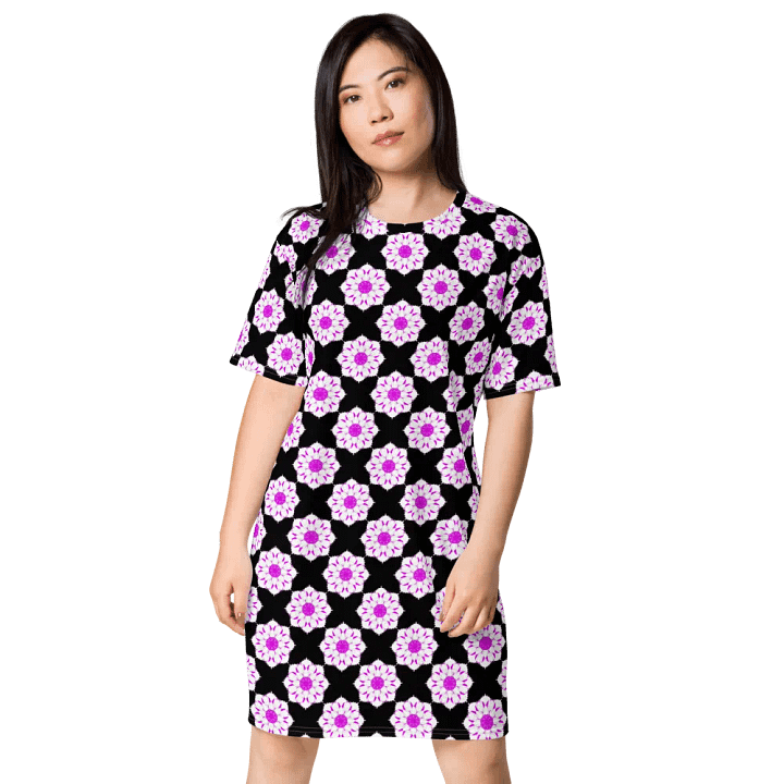Abstract Repeating Pink Flowers T Shirt Dress product image (1)