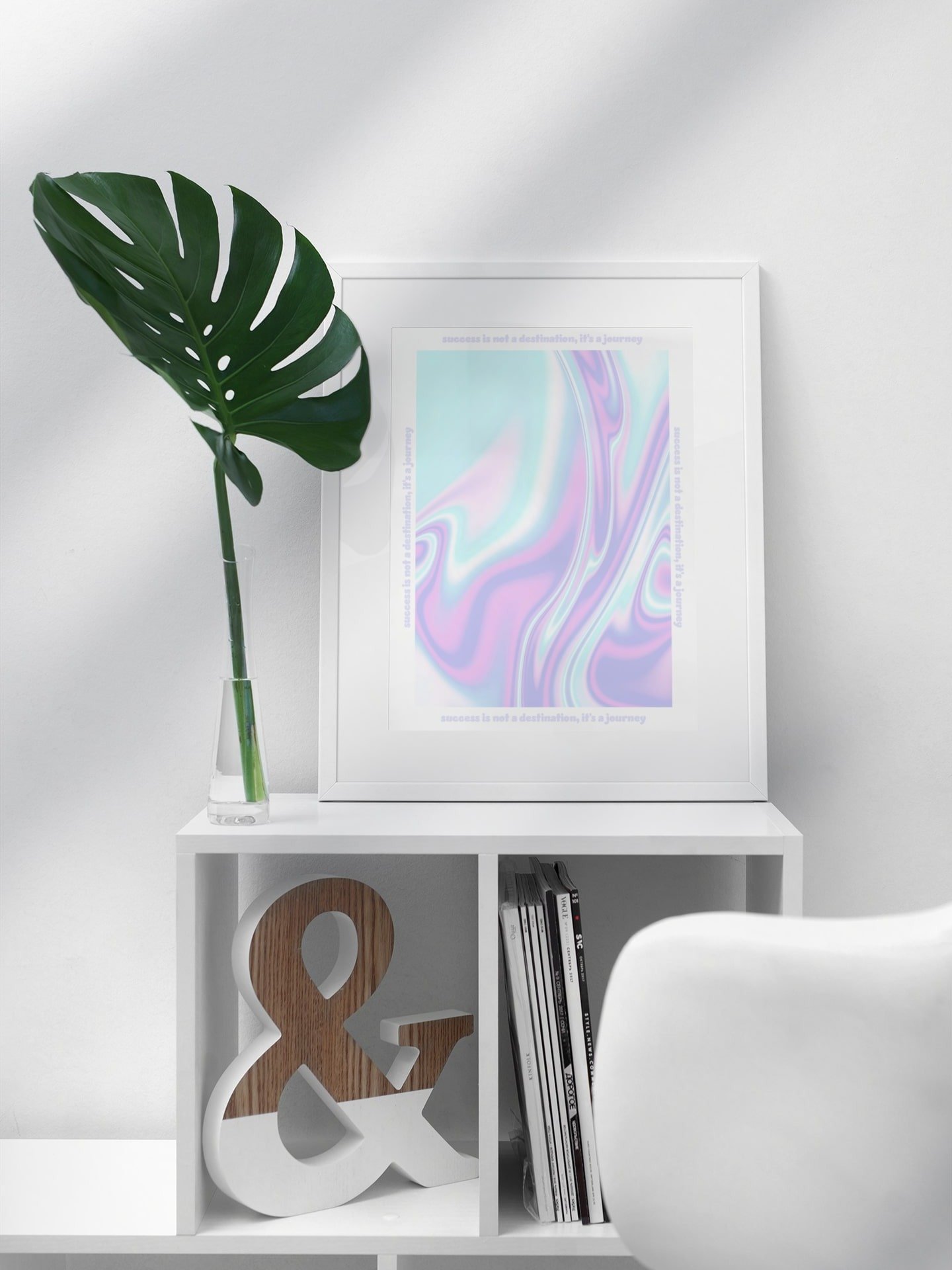 Holographic Success Journey Quote Print, Inspirational Pastel Wall Art, Office Decor, Motivational Poster, Modern Home Aesthetic Artwork product image (3)
