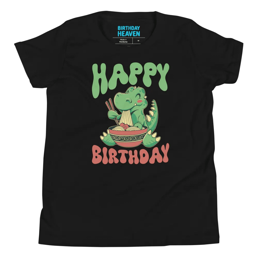 Happy Birthday (Dinosaur Eating Noodles) T-Shirt For Kids product image (4)