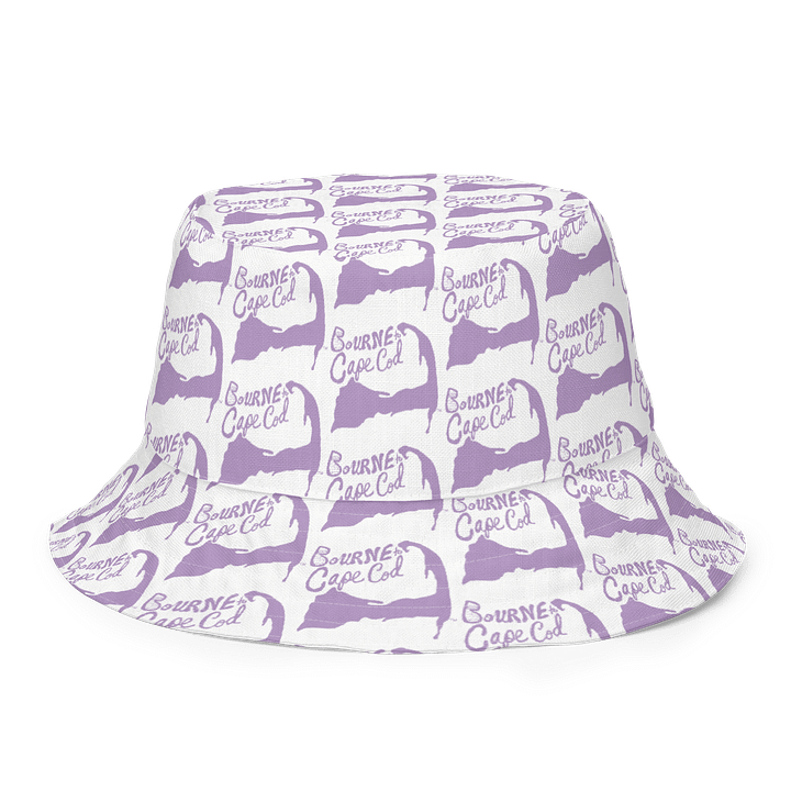 Adults Unisex | Reversible Bucket Hat | BOURNE to Cape Cod™ x BRN.2C.C.™ All-Over Logo Print | Coastal Style Sun Hat | East Side Lavender & White product image (2)