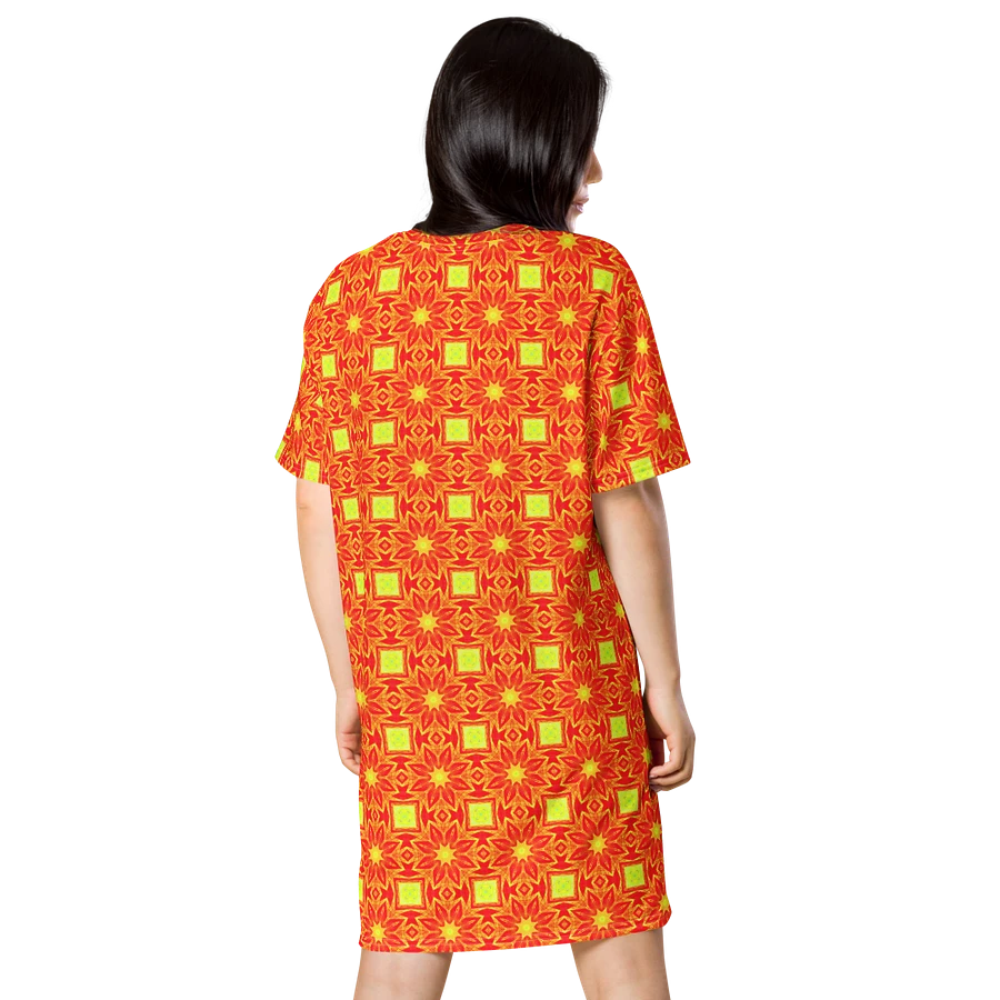 Abstract Repeating Orange Flower T Shirt Dress product image (4)