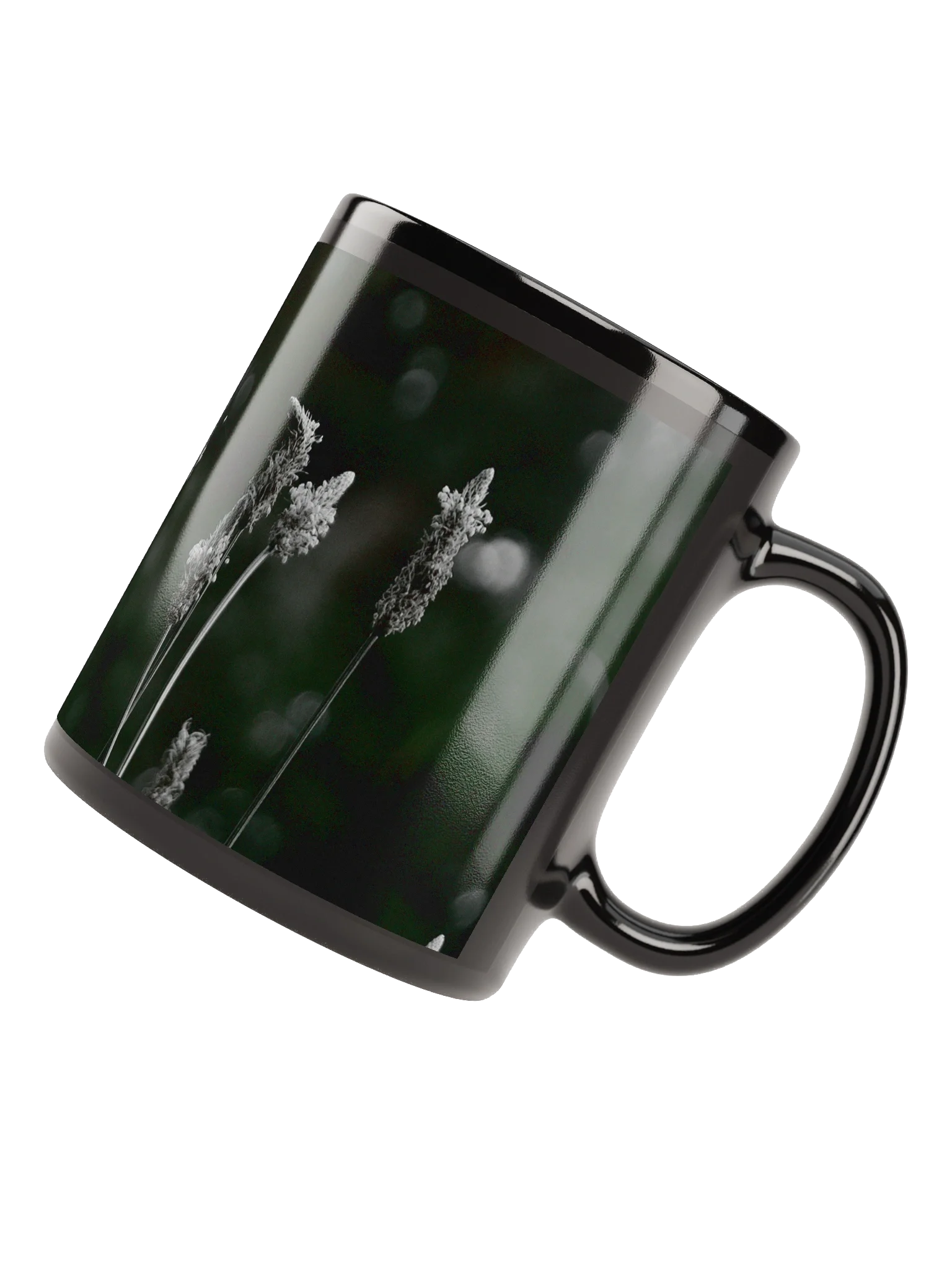 Keramiktasse schwarz - Wildblumen schwarzweiß product image (4)