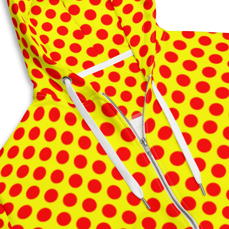 Red Polka Dots on Yellow Unisex Zip Hoodie product image (5)