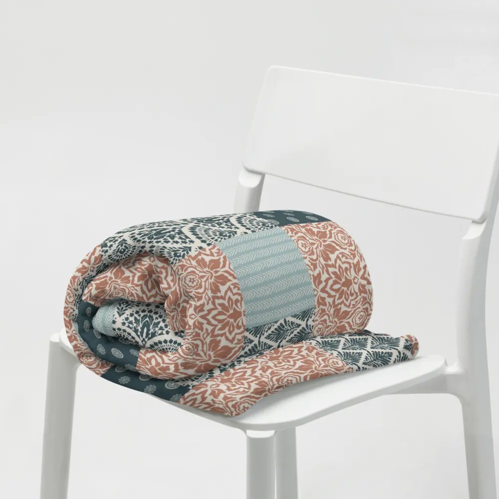 Boho Santa Fe Damask Patchwork Throw Blanket product image (6)