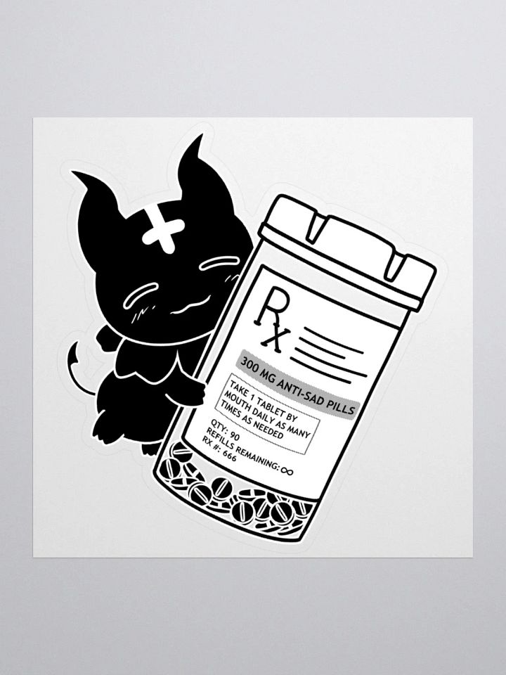 Greeble Anti-Sad Pills Kiss-Cut Sticker (Greyscale) product image (2)