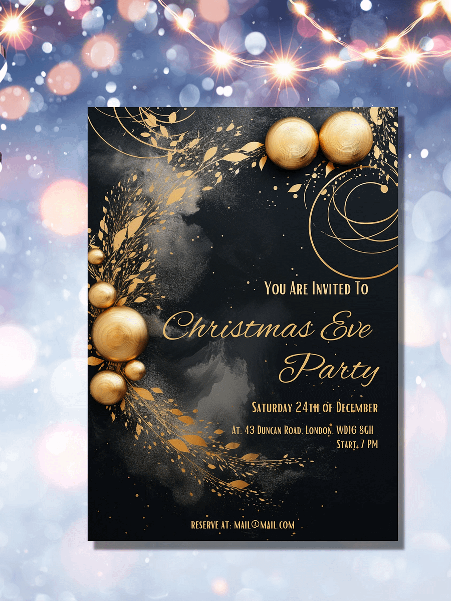 Luxury Christmas Eve Party Invitation | Editable in Canva | Christmas Party Printable | Holiday Party Invitation Template | Link to Canva product image (4)