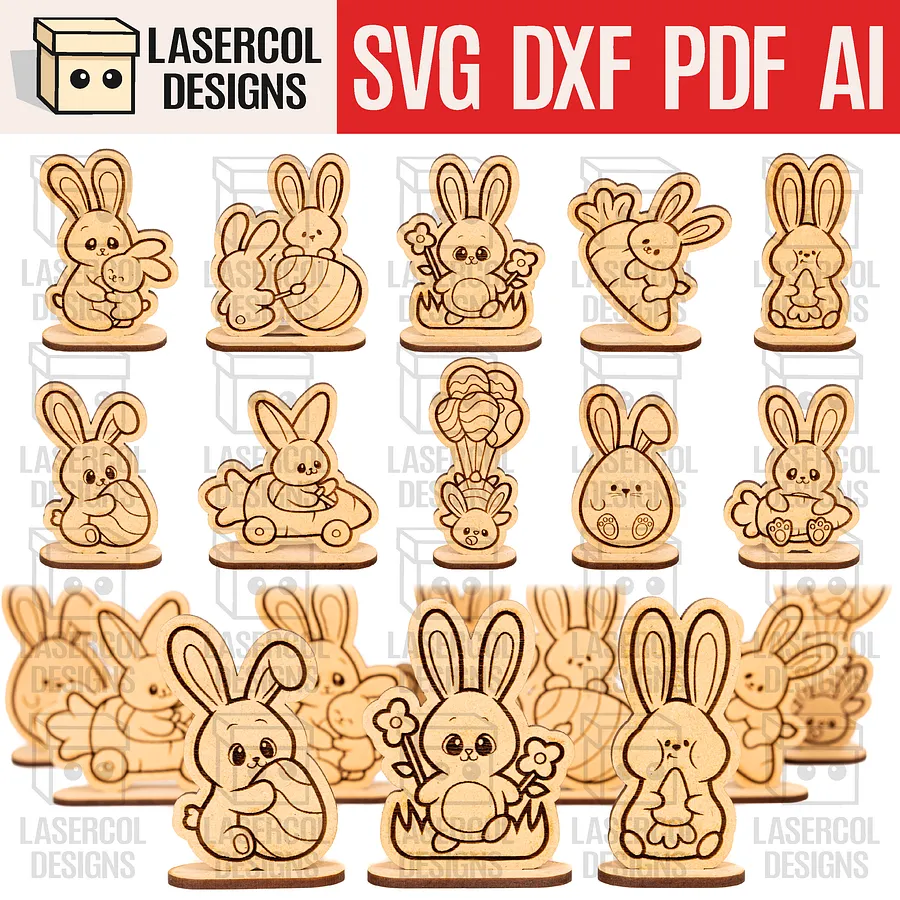 Easter Cutouts With Base Mega Bundle (+80) - Laser Cut Files product image (10)
