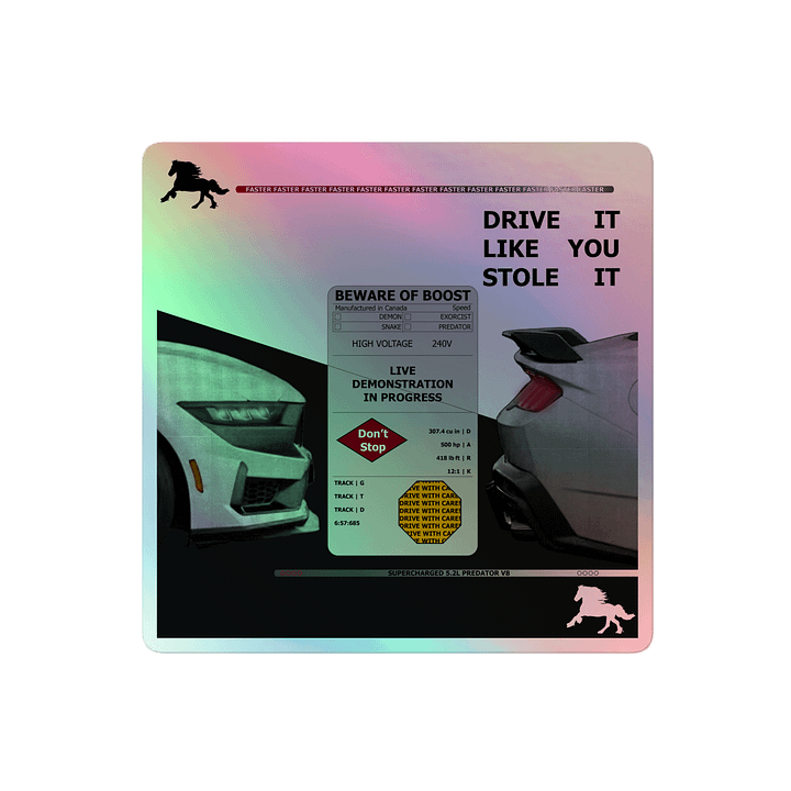 Beware of Boost, Drive it Like You Stole it Demo | Holographic Sticker product image (2)