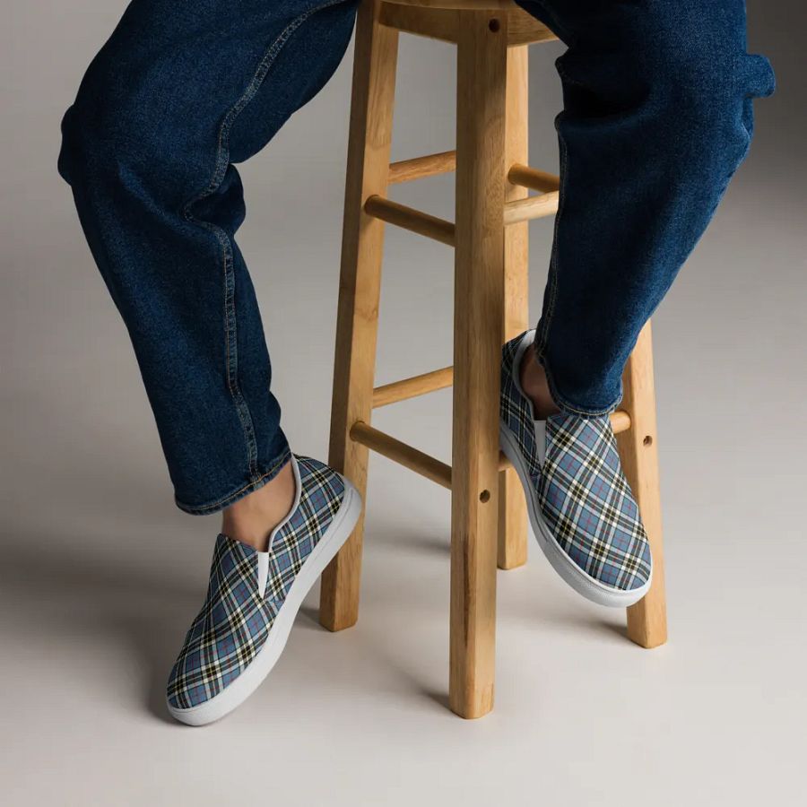 Thompson Blue Tartan Men's Slip-On Shoes product image (8)