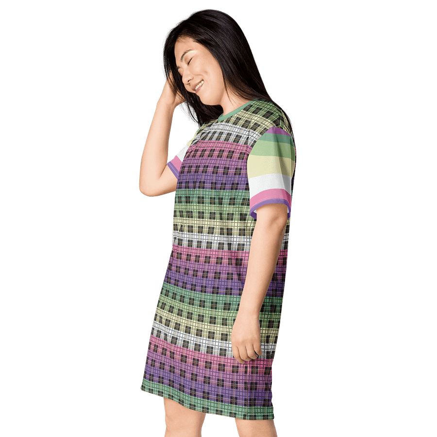 Genderfae Pride Plaid T-shirt Dress product image (3)