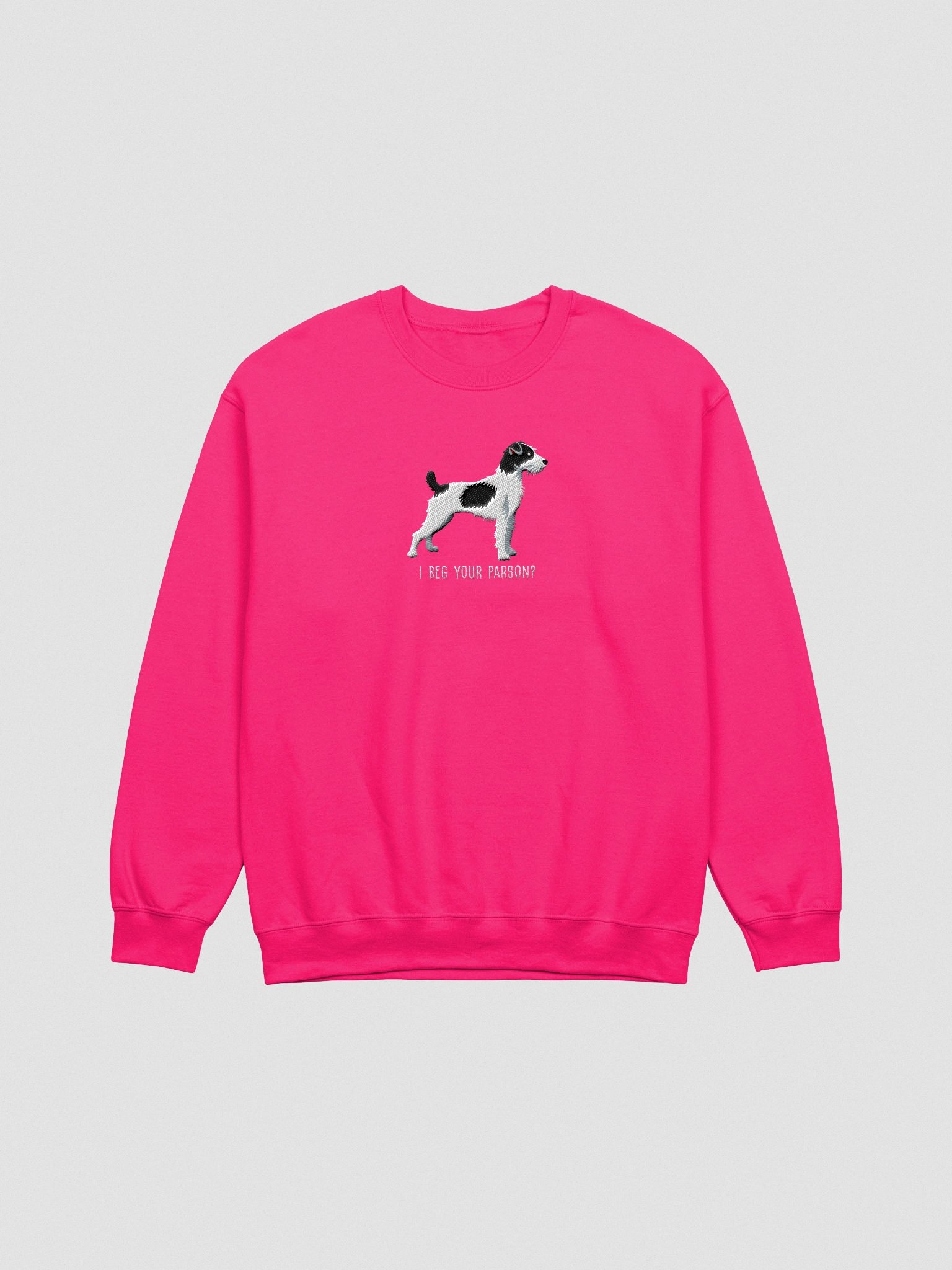 I Beg Your Parson? Sweatshirt (Embroidered) of a Parson Russell Terrier(Black & White) product image (4)