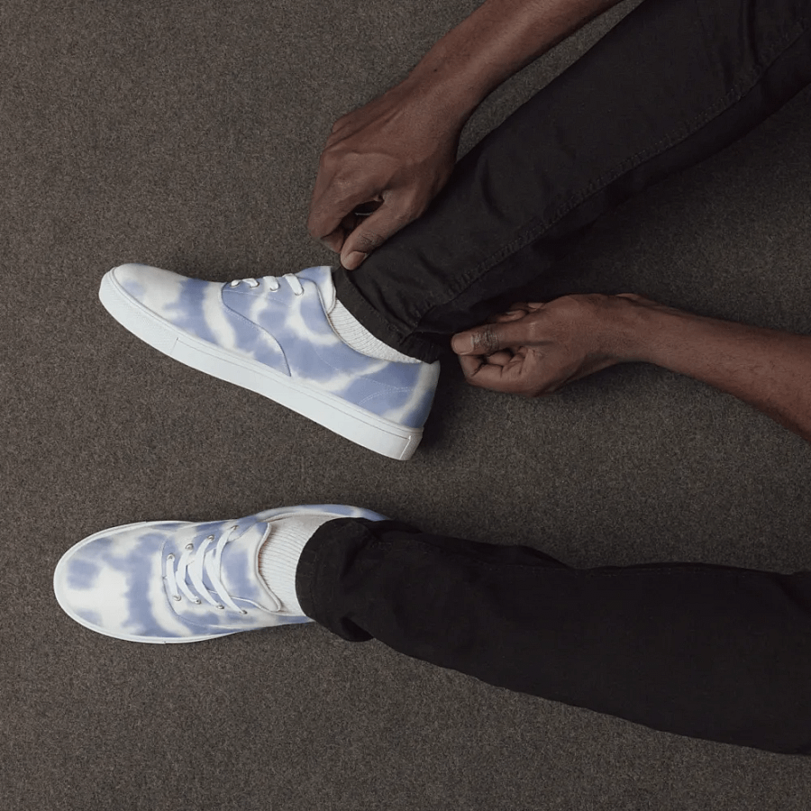 Ripple Blue Tie-Dye Men's Lace-Up Canvas Shoes product image (5)