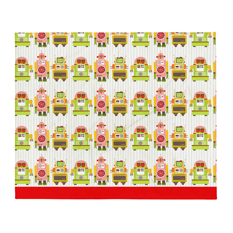 Large Print Atomic Robot Party - Blanket Green Stripes and Red product image (2)