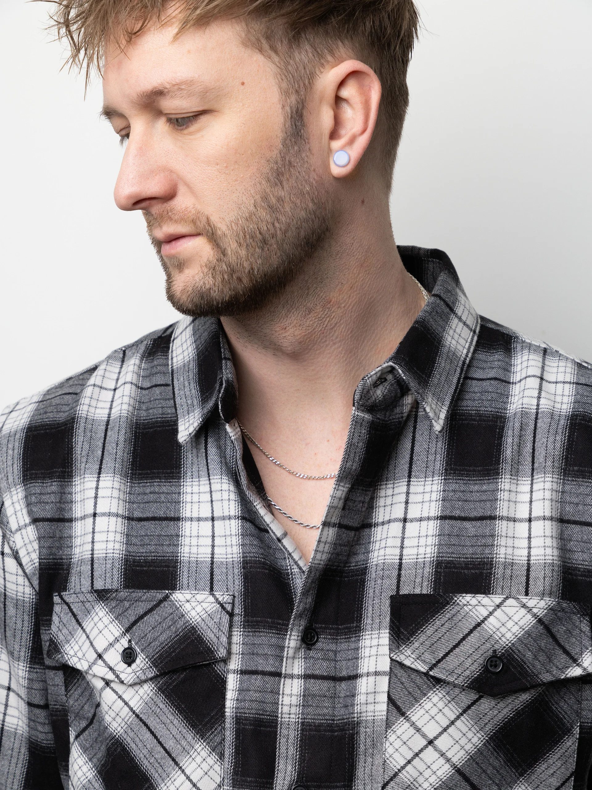 Flannel Button Up - White/Black product image (3)