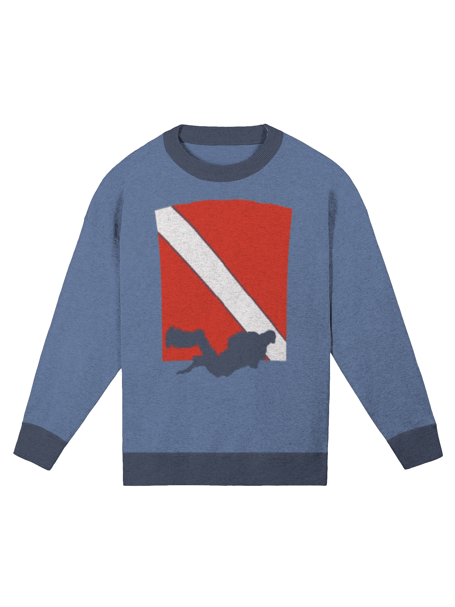 Scuba Diver Relaxed Jacquard Sweater – Knit Pullover with Dive Flag Design product image (5)
