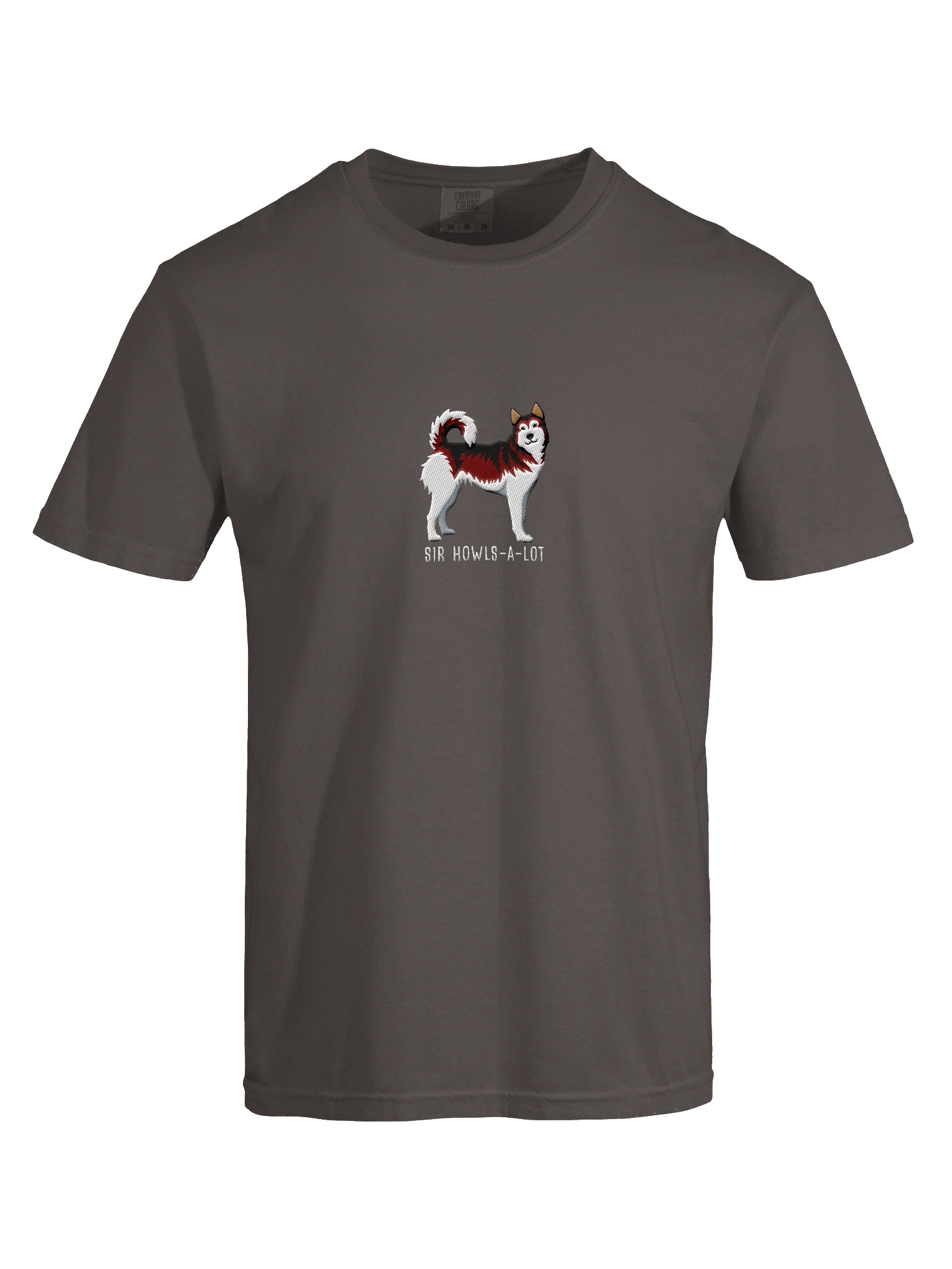 Sir Howls-A-Lot T-Shirt(Embroidered) of a Siberian Husky(Red) product image (40)