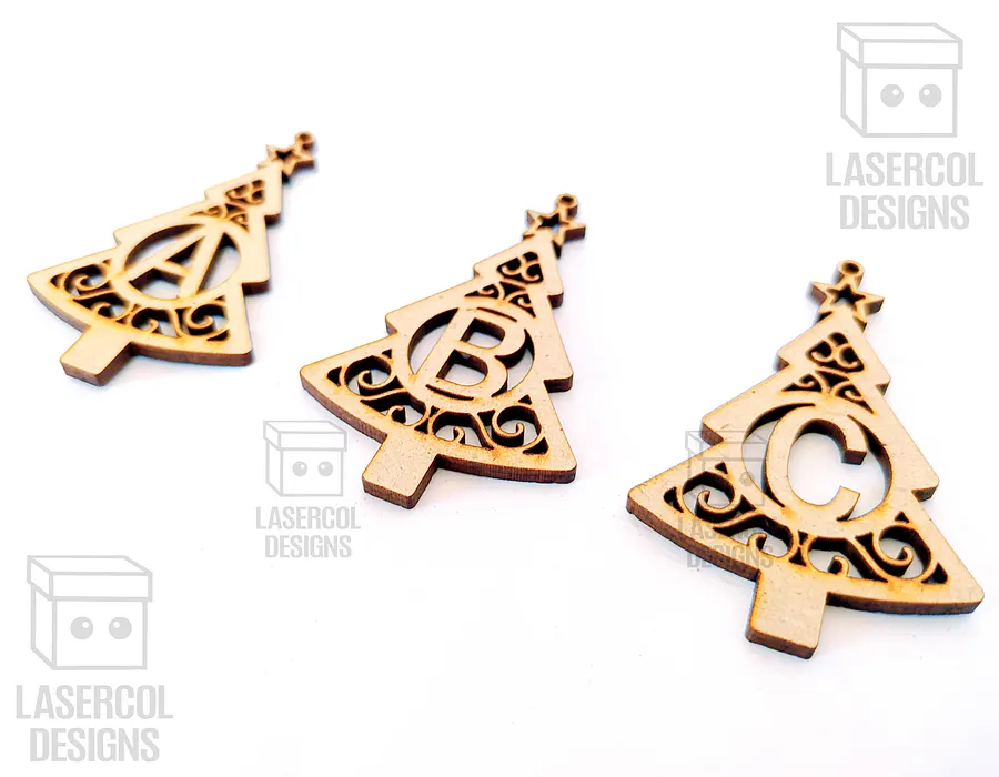 Monogram Christmas Tree Ornaments - Laser Cut Files product image (6)