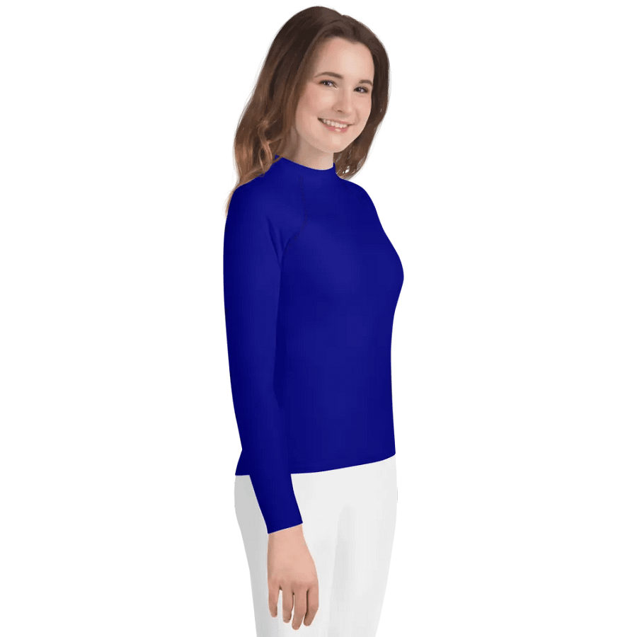 Youth Plain Color Navy Blue Rash Guard product image (4)