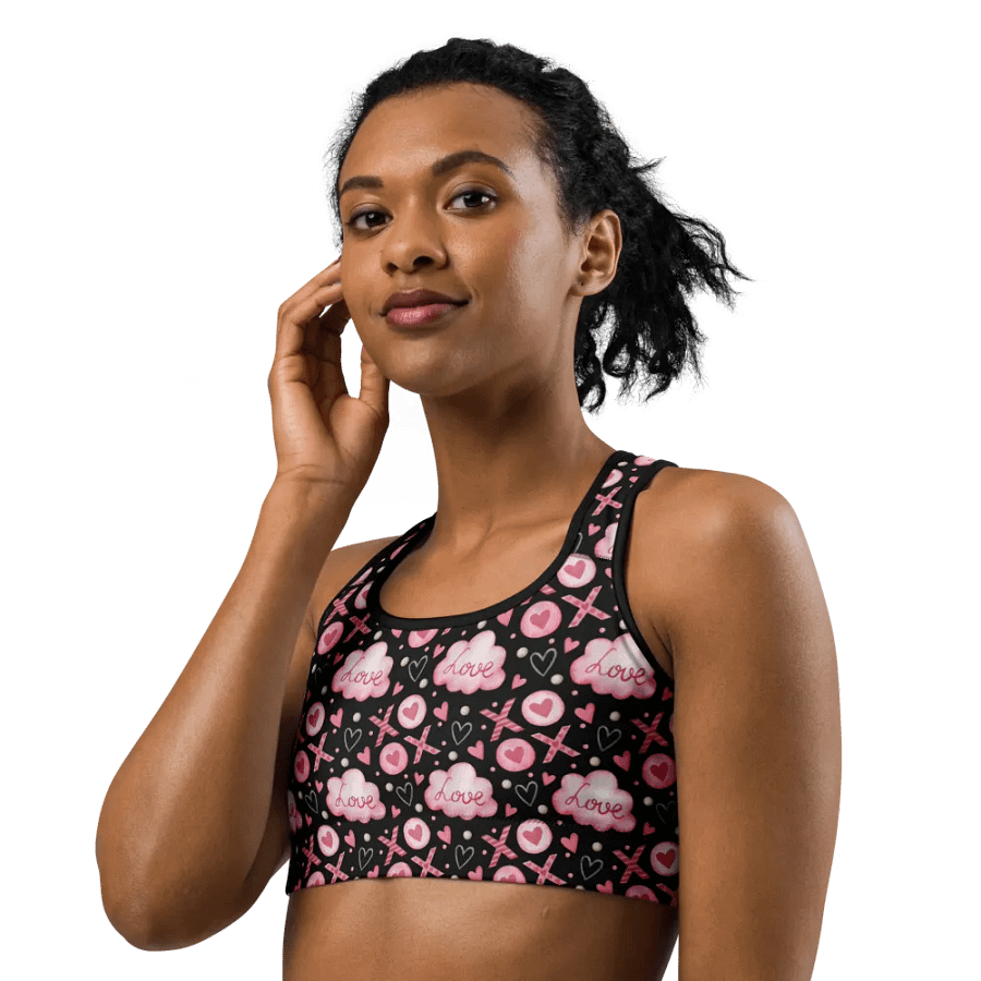 Love and Hearts Pattern Sports Bra product image (2)