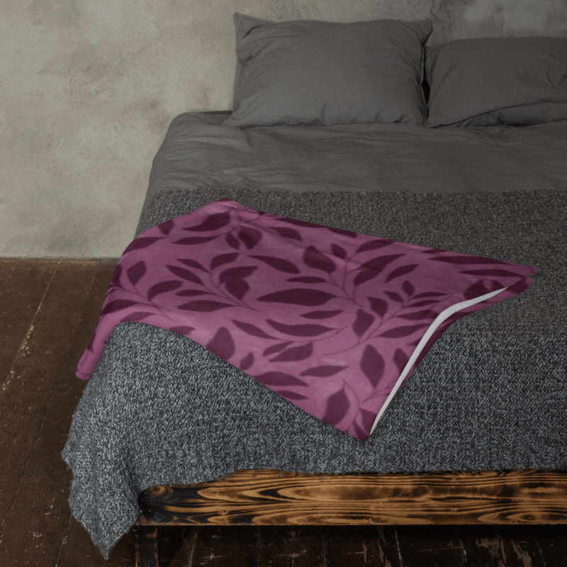 Midnight Foliage Magenta Throw Blanket product image (3)
