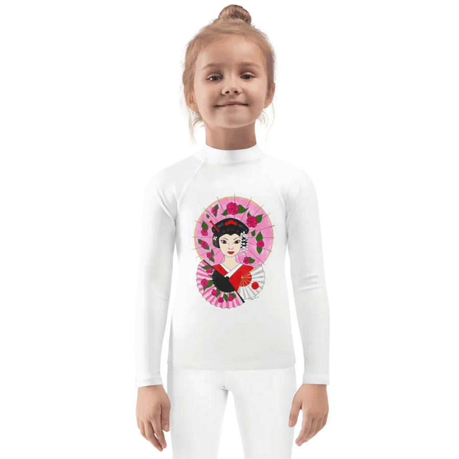Japanese Geisha (art by Dina R.) acrylic painting - Kids Rash Guard product image (1)