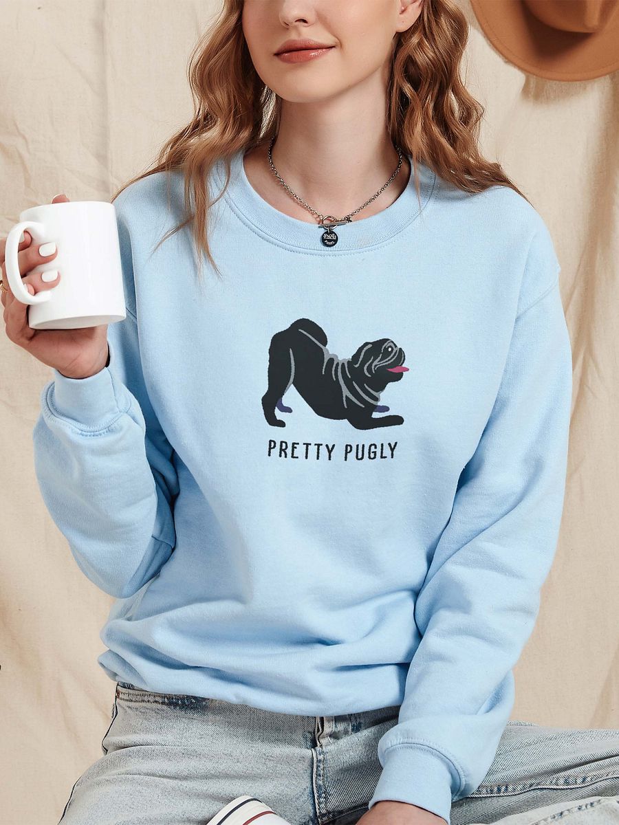Pretty Pugly Sweatshirt (Embroidered) of a Pug(Black) product image (2)