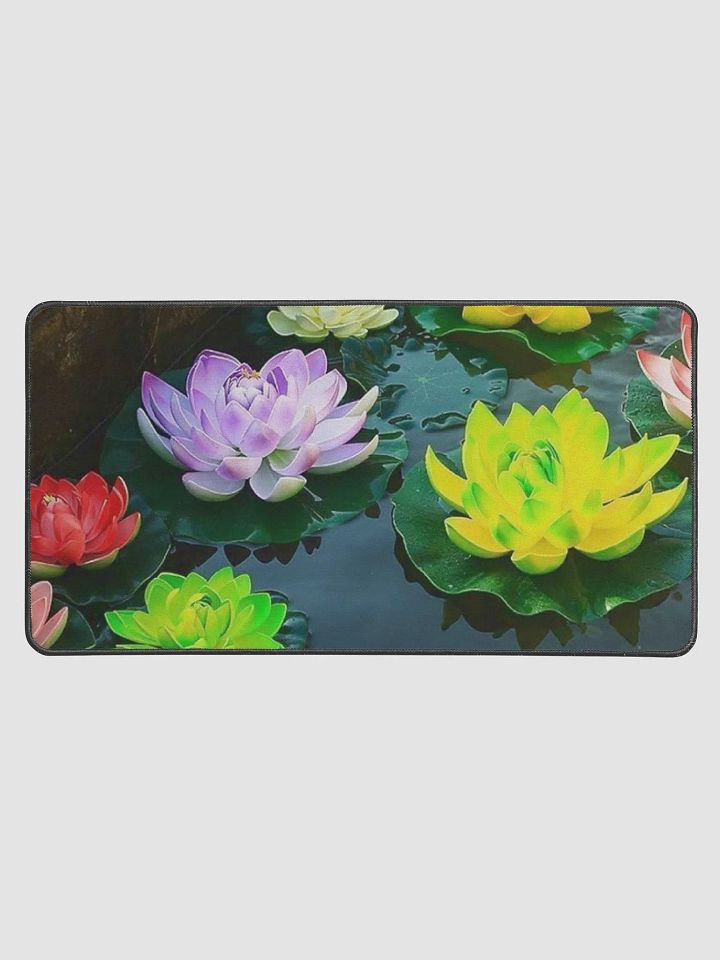 Pond full of Lotus flowers desk mat product image (1)